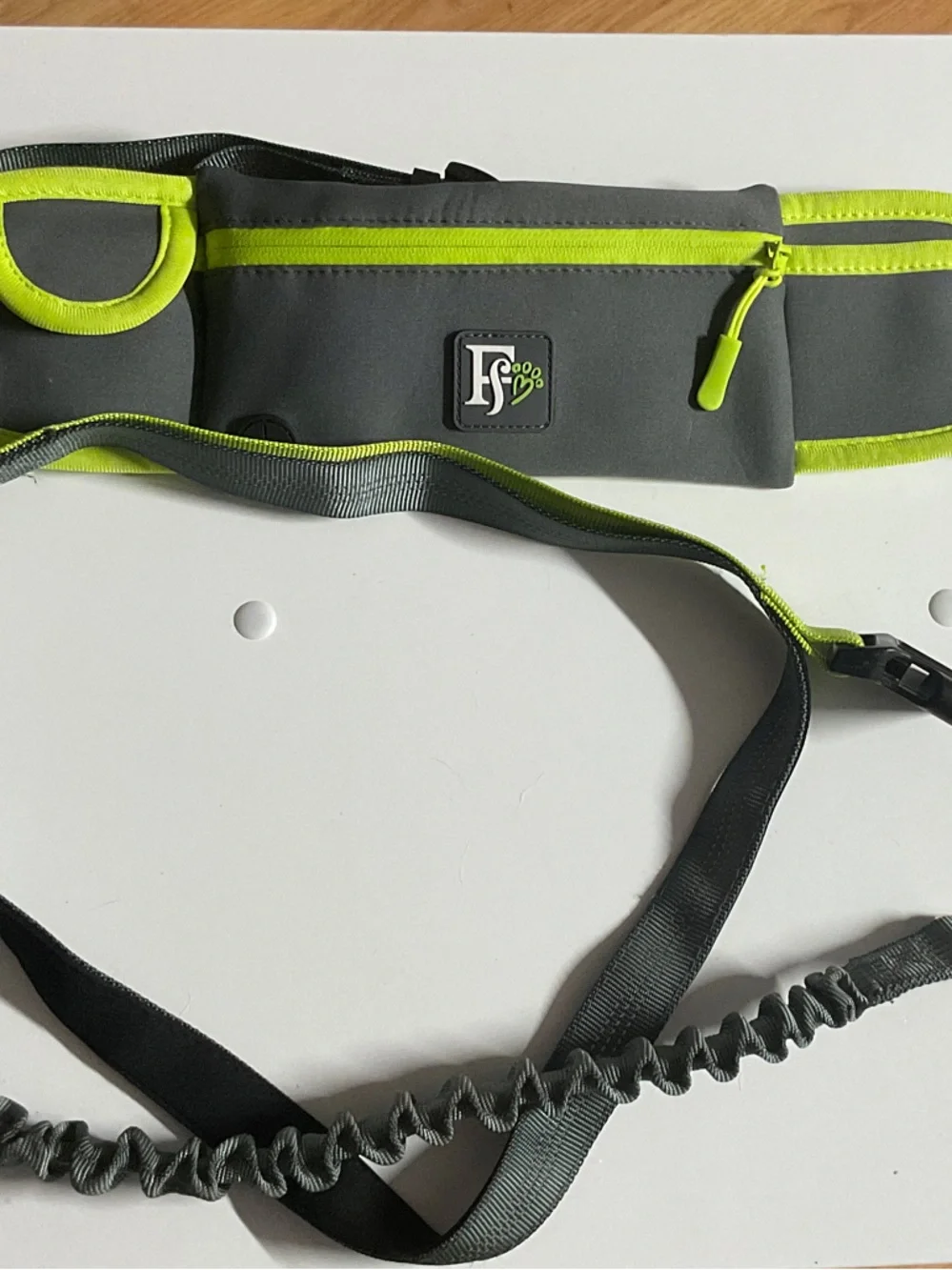 Hands-Free Lime Trimmed Gray Waist Leash with Clip